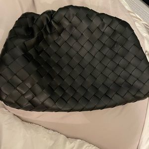 Bottega Inspired Woven Clutch in Black